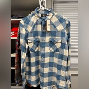 RRL Ralph Lauren Slim Fit Plaid Twill Western Shirt NWT